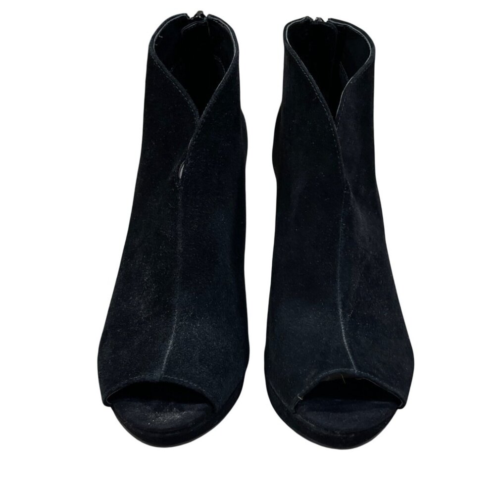 Nine West Tariano Peep Toe Shootie Bootie Black Suede 6.5M - Picture 3 of 11